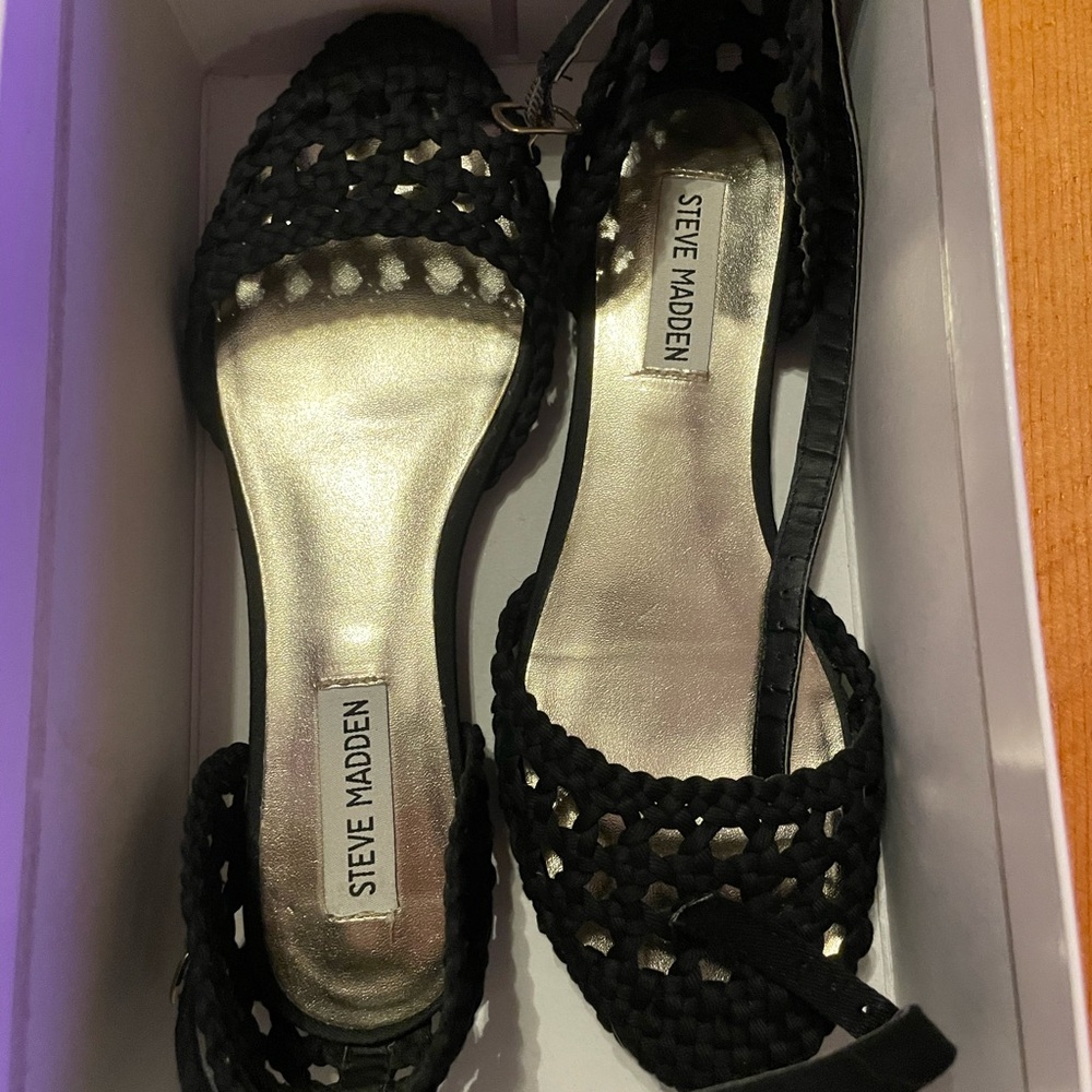 Steve Madden Black Woven Sandals